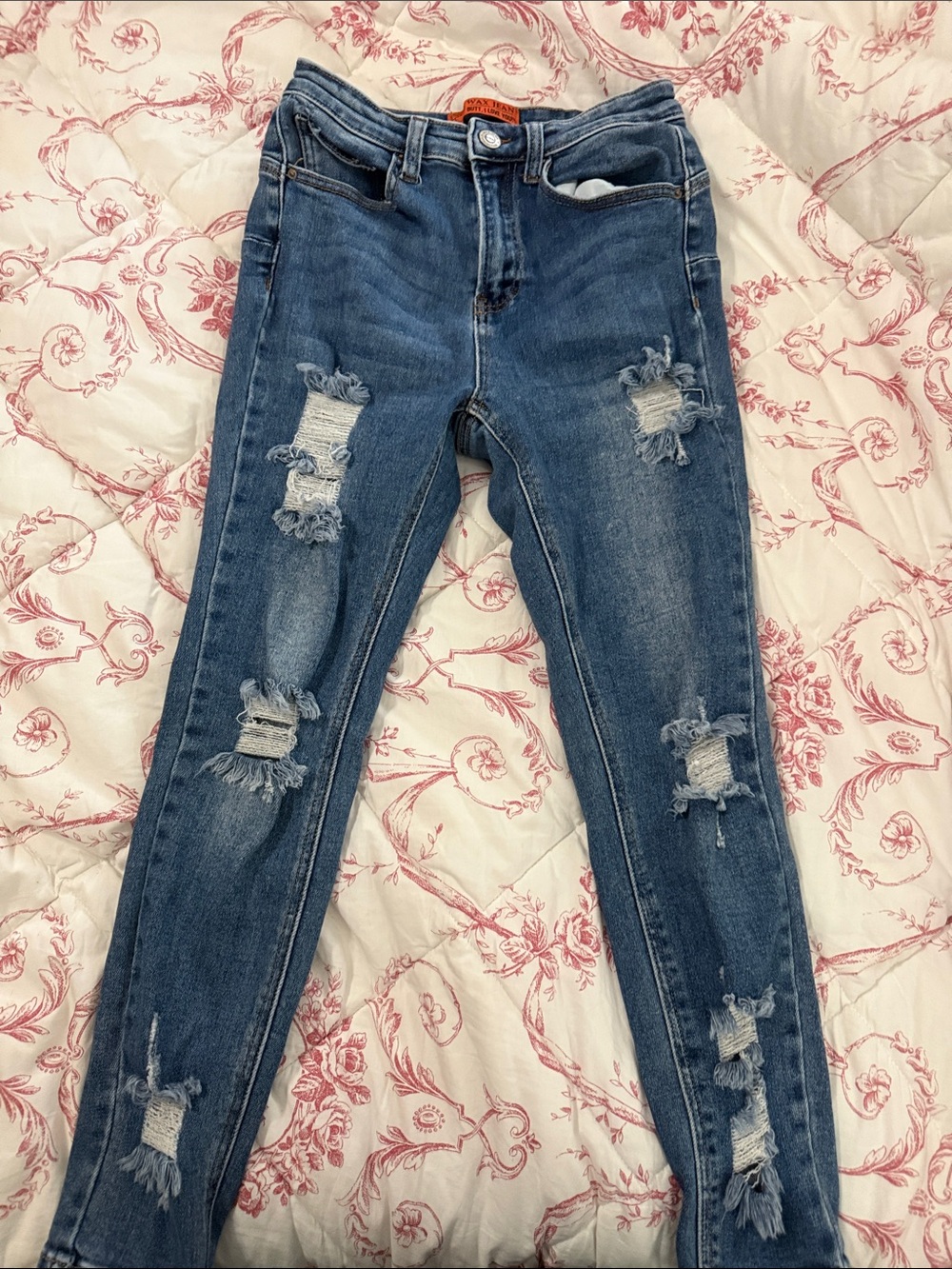Wax Jean Womens Skinny Distressed Jeans - Blue